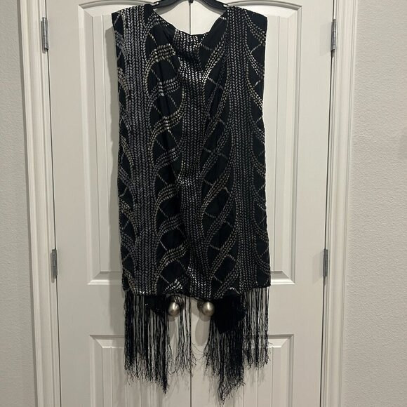 Free People Women’s Black and Silver Kimono Duster One size - Picture 6 of 8